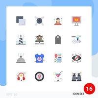 Mobile Interface Flat Color Set of 16 Pictograms of edit writing business write service Editable Pack of Creative Vector Design Elements