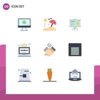 Pack of 9 Modern Flat Colors Signs and Symbols for Web Print Media such as themes draw board computer file Editable Vector Design Elements