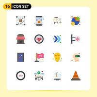 Stock Vector Icon Pack of 16 Line Signs and Symbols for real statistics responsive pie education Editable Pack of Creative Vector Design Elements