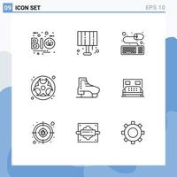 9 concepto de esquema para sitios web móviles y aplicaciones desechos de hielo hogar contaminación lumínica gas elementos de diseño vectorial editables vector