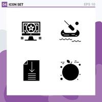 Set of 4 Modern UI Icons Symbols Signs for application page monitor canada orange Editable Vector Design Elements