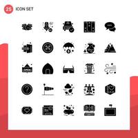 Solid Glyph Pack of 25 Universal Symbols of stock delivery recording box done Editable Vector Design Elements