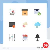User Interface Pack of 9 Basic Flat Colors of event business box approved shipping Editable Vector Design Elements