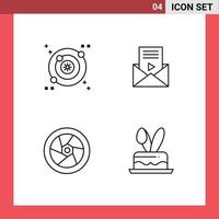 Stock Vector Icon Pack of 4 Line Signs and Symbols for galaxy tap mail video player cack Editable Vector Design Elements