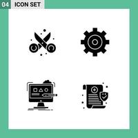 Mobile Interface Solid Glyph Set of Pictograms of clippers computer scissor gear digital Editable Vector Design Elements