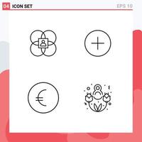 Line Pack of 4 Universal Symbols of character finance model add happy Editable Vector Design Elements