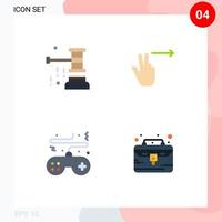 Flat Icon Pack of 4 Universal Symbols of auction pad sale gesture controller Editable Vector Design Elements