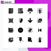 16 User Interface Solid Glyph Pack of modern Signs and Symbols of tube plant key gmo done Editable Vector Design Elements