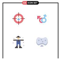 4 User Interface Flat Icon Pack of modern Signs and Symbols of audience character person symbol rural Editable Vector Design Elements