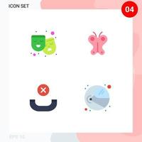 User Interface Pack of 4 Basic Flat Icons of mask handset film easter astronaut Editable Vector Design Elements