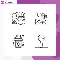 Set of 4 Modern UI Icons Symbols Signs for call presentation order sun speech Editable Vector Design Elements