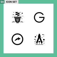 Mobile Interface Solid Glyph Set of Pictograms of growth link money crypto architect Editable Vector Design Elements