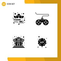 Editable Vector Line Pack of 4 Simple Solid Glyphs of cherry show thanksgiving game building Editable Vector Design Elements