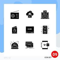 User Interface Pack of 9 Basic Solid Glyphs of education wedding cash easter card Editable Vector Design Elements