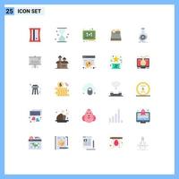 Mobile Interface Flat Color Set of 25 Pictograms of analysis printer board print whiteboard Editable Vector Design Elements