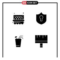 4 iconos creativos signos y símbolos modernos de elementos de diseño vectorial editables de cepillo de jugo de acceso a resorte de canasta vector