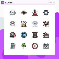 Set of 16 Modern UI Icons Symbols Signs for delete less bath search setting Editable Creative Vector Design Elements