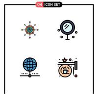 Mobile Interface Filledline Flat Color Set of 4 Pictograms of focus cloud arrow heart database Editable Vector Design Elements