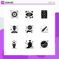 Pictogram Set of 9 Simple Solid Glyphs of drawing sale locked offer male Editable Vector Design Elements