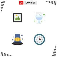 4 User Interface Flat Icon Pack of modern Signs and Symbols of image fall picture washbasin hat Editable Vector Design Elements