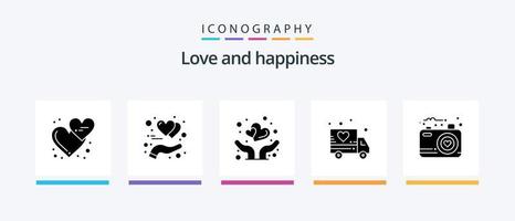 Love Glyph 5 Icon Pack Including image. transport. heart. love. protect. Creative Icons Design vector