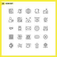 25 Creative Icons Modern Signs and Symbols of flash camera towel mind towel bathroom Editable Vector Design Elements