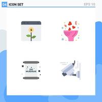 Set of 4 Modern UI Icons Symbols Signs for banking card financial flower eid Editable Vector Design Elements