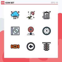 Pictogram Set of 9 Simple Filledline Flat Colors of copyright disc check list digital cd Editable Vector Design Elements