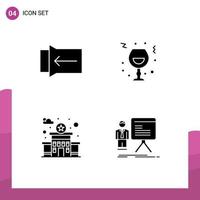 4 Thematic Vector Solid Glyphs and Editable Symbols of gesture police wine night presentation Editable Vector Design Elements