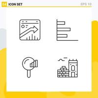 Pictogram Set of 4 Simple Filledline Flat Colors of arrow find report graphic service Editable Vector Design Elements