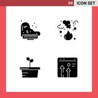 Set of 4 Modern UI Icons Symbols Signs for grand plant burn pollution arrow Editable Vector Design Elements