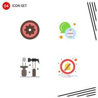 Mobile Interface Flat Icon Set of 4 Pictograms of drink construction kiwi color screwdriver Editable Vector Design Elements