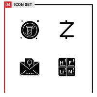 Pack of 4 Modern Solid Glyphs Signs and Symbols for Web Print Media such as diet holiday medicine crypto party Editable Vector Design Elements