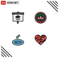 Stock Vector Icon Pack of 4 Line Signs and Symbols for chart water school coin spa Editable Vector Design Elements