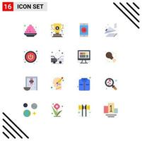 Pack of 16 Modern Flat Colors Signs and Symbols for Web Print Media such as accident power application plane airplane Editable Pack of Creative Vector Design Elements