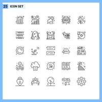 Pack of 25 Modern Lines Signs and Symbols for Web Print Media such as seo store sun sign new Editable Vector Design Elements