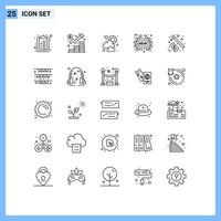 Pack of 25 Modern Lines Signs and Symbols for Web Print Media such as seo store sun sign new Editable Vector Design Elements