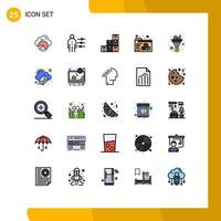 Universal Icon Symbols Group of 25 Modern Filled line Flat Colors of seo funnel recruitment filter printing Editable Vector Design Elements