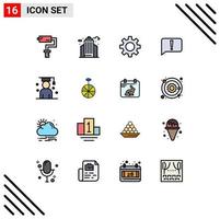 Universal Icon Symbols Group of 16 Modern Flat Color Filled Lines of graduation avatar romz ui error Editable Creative Vector Design Elements