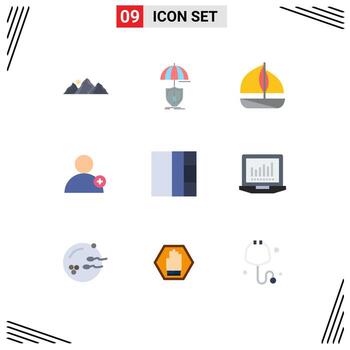 9 concepto de color plano para sitios web móviles y diseño de aplicaciones usuario digital nuevo barco elementos de diseño vectorial editables vector