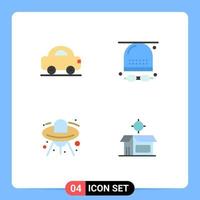 Stock Vector Icon Pack of 4 Line Signs and Symbols for automobile alien vehicles game space Editable Vector Design Elements