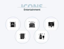 Entertainment Glyph Icon Pack 5 Icon Design. celebration. birthday. glass. game. pool vector