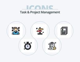 Task And Project Management Line Filled Icon Pack 5 Icon Design. time . gear . idea . engineering vector