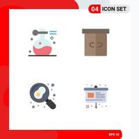Modern Set of 4 Flat Icons and symbols such as beauty cooking spa drawer pan Editable Vector Design Elements