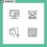4 colores planos de línea de llenado de vectores temáticos y símbolos editables de educación limpieza elementos de diseño de vectores editables del sitio web de propiedades ecológicas