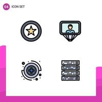4 Creative Icons Modern Signs and Symbols of star sign user login rack Editable Vector Design Elements