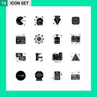 Pack of 16 creative Solid Glyphs of globe web add cpu tech Editable Vector Design Elements