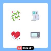 4 User Interface Flat Icon Pack of modern Signs and Symbols of buds care nature relationship health care Editable Vector Design Elements