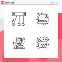 Set of 4 Modern UI Icons Symbols Signs for movement welder alert alarm medicine Editable Vector Design Elements