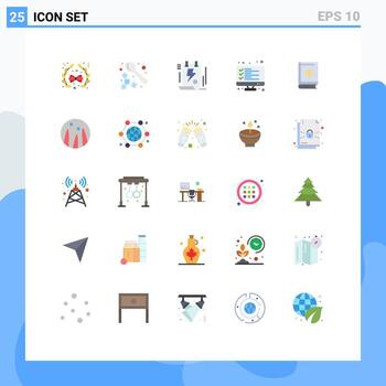 Flat Color Pack of 25 Universal Symbols of quran list energy data checklist Editable Vector Design Elements